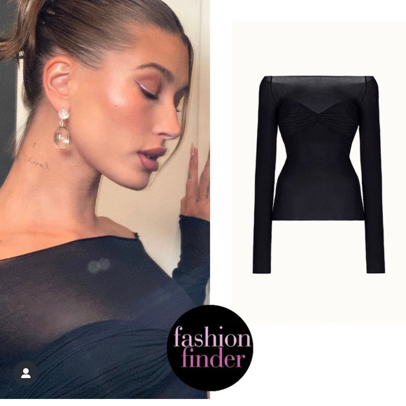 Elegant Black Off-Shoulder Crop Top Orseund Iris like helsa - Picture 3 of 4